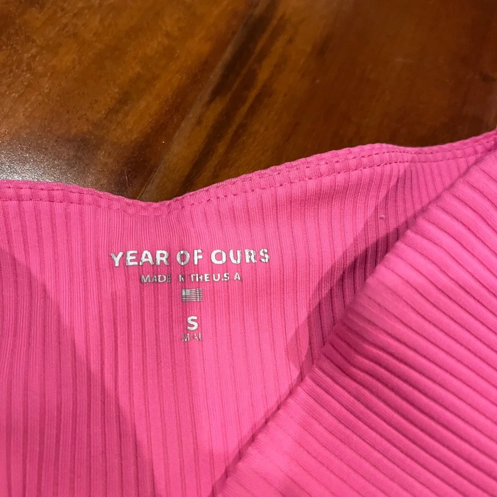 YEAR OF OURS Bike Shorts Pink‎ Ribbed Long Athleisure Activewear Size Small